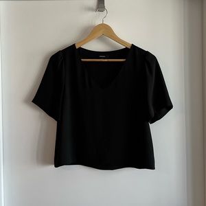 Babaton Black Short-Sleeved Blouse, Women’s Small